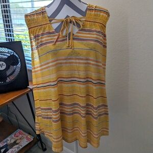 Cheerful yellow striped sleeveless summer top